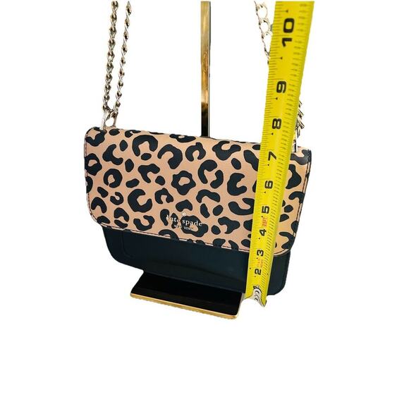 Kate Spade Leopard Print Leather Remi Flap Chain Crossbody Shoulder Bag Black - Picture 10 of 16